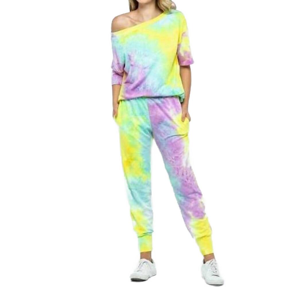 NEW ELLIS riki tie dye jogger set in magenta mix